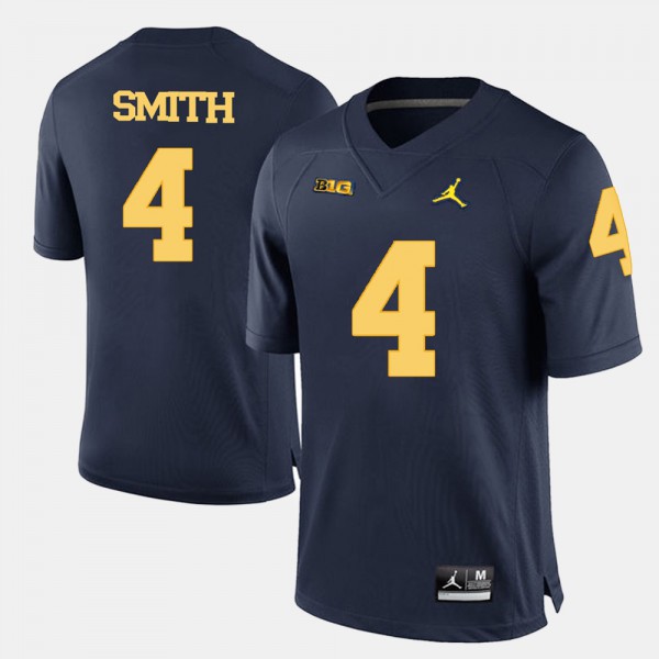 Michigan #4 For Men De'Veon Smith Jersey Navy Blue College Football University